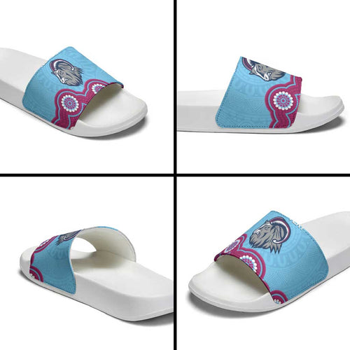 Central Queensland Rugby Custom Slide Sandals Go Capras Aboriginal Art - Aussie Hoodie