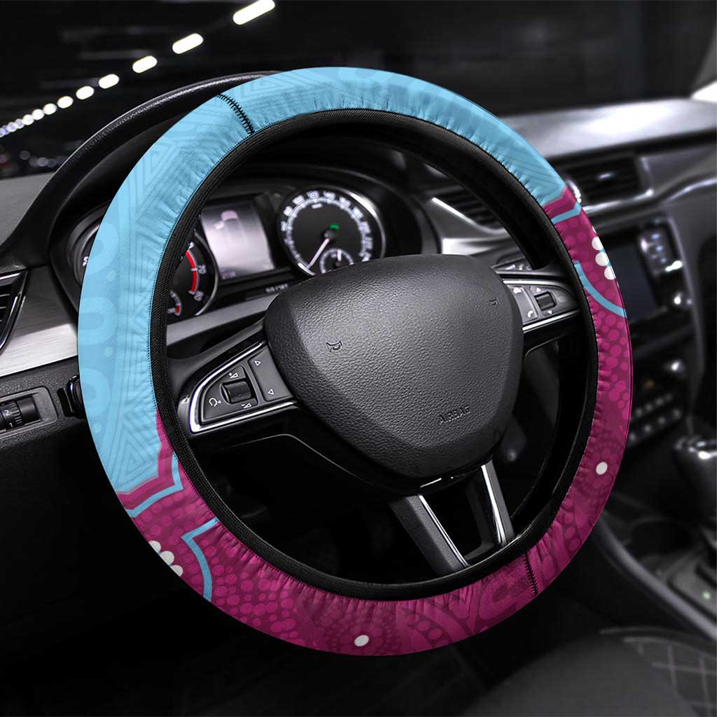 Central Queensland Rugby Steering Wheel Cover Go Capras Aboriginal Art - Aussie Hoodie