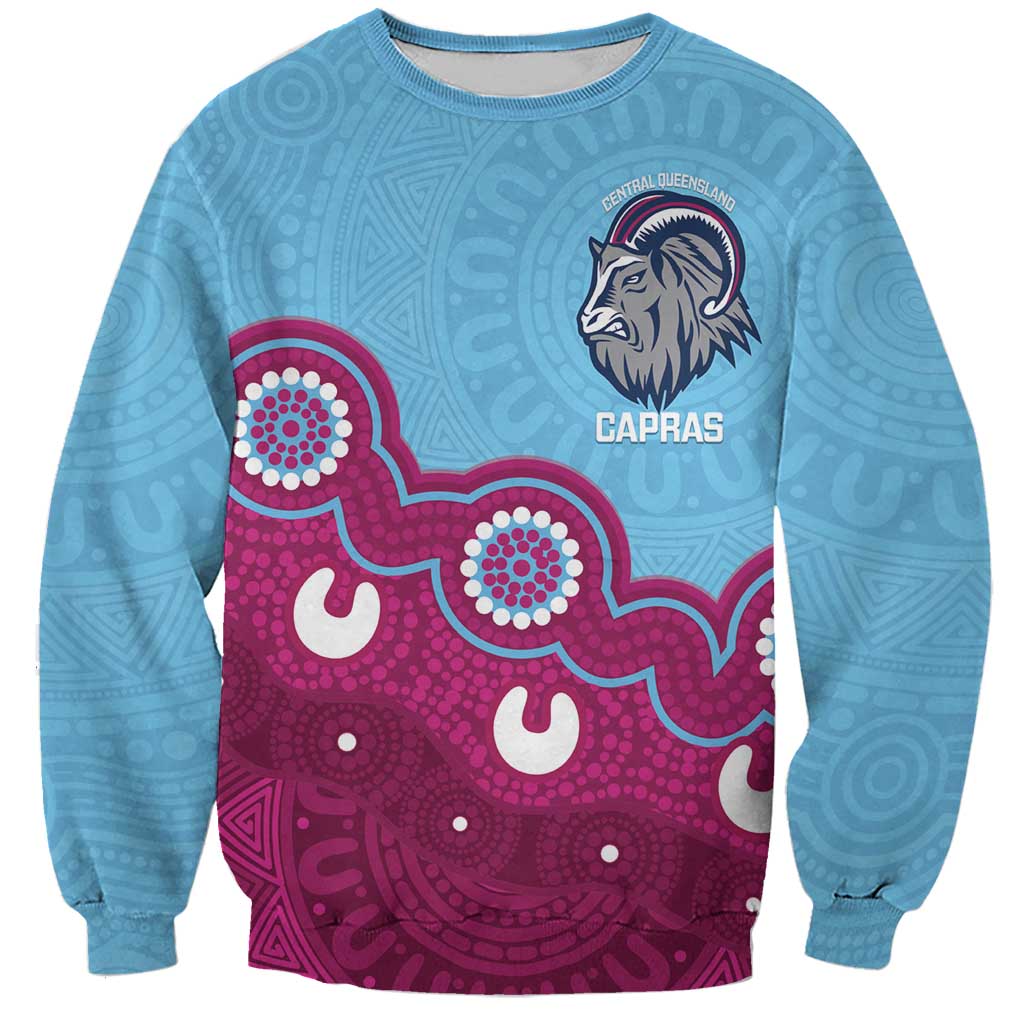 Central Queensland Rugby Custom Sweatshirt Go Capras Aboriginal Art - Aussie Hoodie