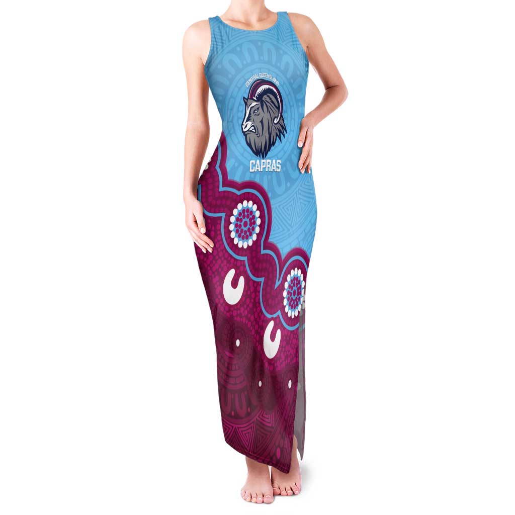 Central Queensland Rugby Custom Tank Maxi Dress Go Capras Aboriginal Art - Aussie Hoodie