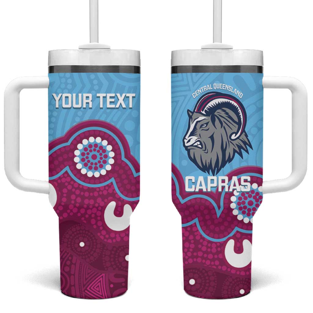Central Queensland Rugby Custom Tumbler With Handle Go Capras Aboriginal Art - Aussie Hoodie