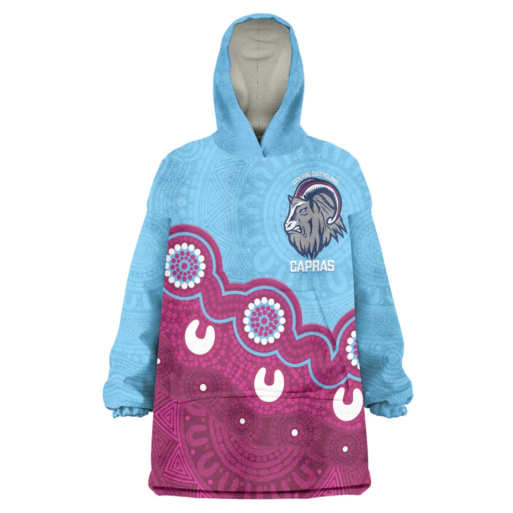 Central Queensland Rugby Custom Wearable Blanket Hoodie Go Capras Aboriginal Art - Aussie Hoodie