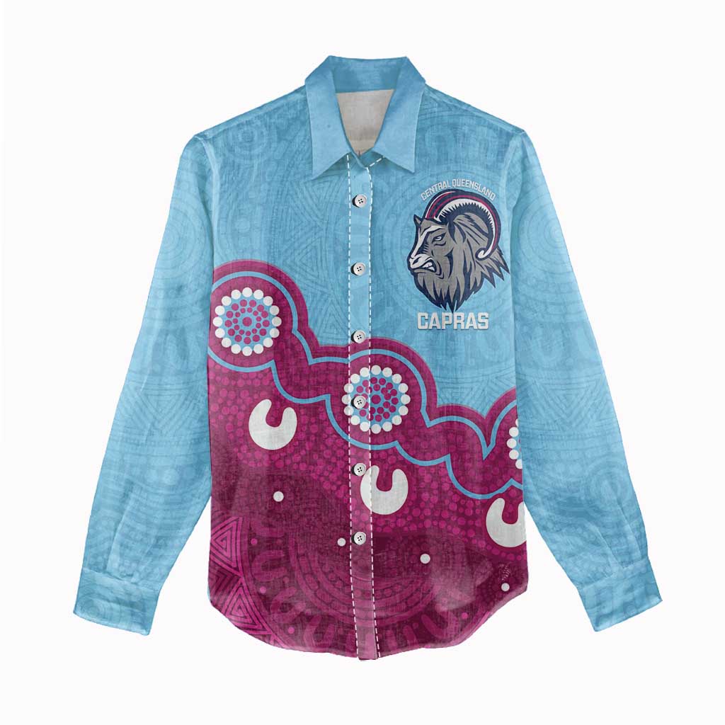 Central Queensland Rugby Custom Women Casual Shirt Go Capras Aboriginal Art - Aussie Hoodie