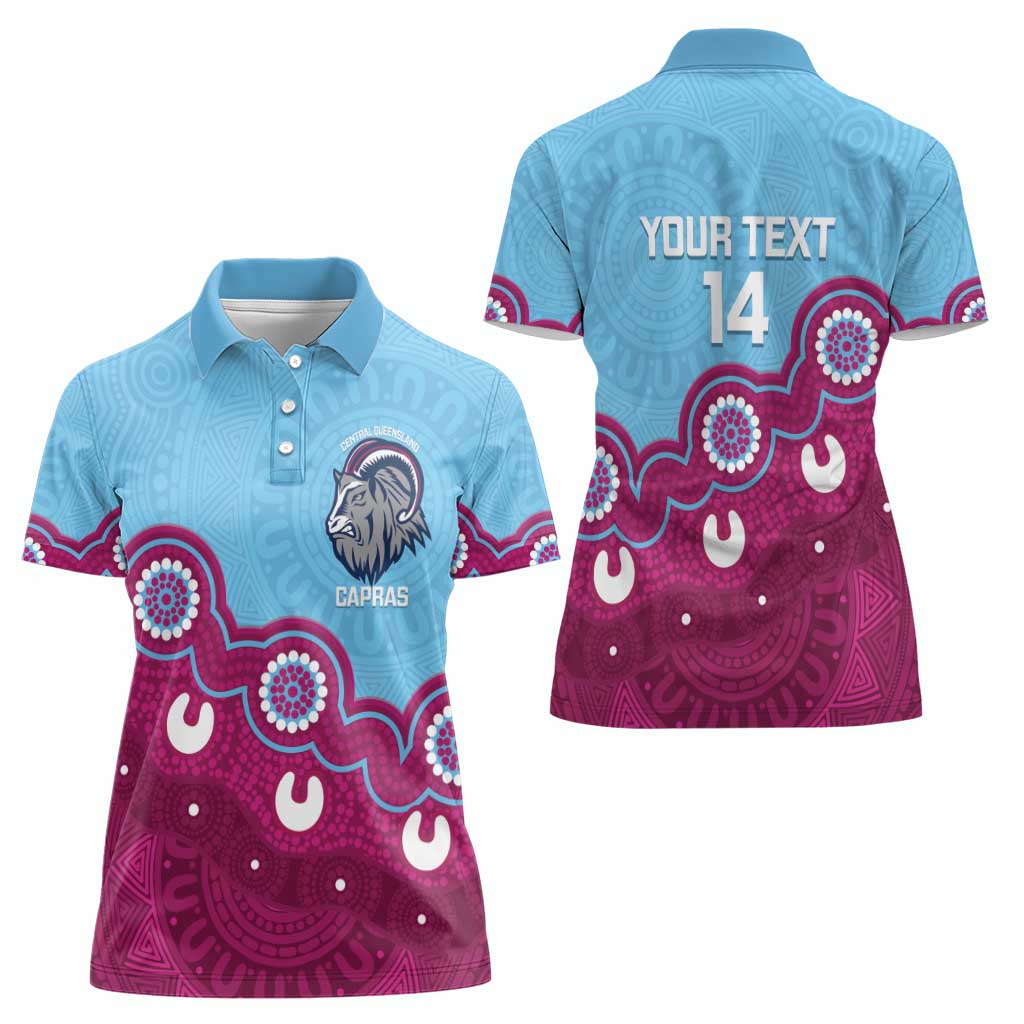 Central Queensland Rugby Custom Women Polo Shirt Go Capras Aboriginal Art - Aussie Hoodie
