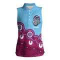 Central Queensland Rugby Custom Women Sleeveless Polo Shirt Go Capras Aboriginal Art - Aussie Hoodie