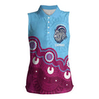 Central Queensland Rugby Custom Women Sleeveless Polo Shirt Go Capras Aboriginal Art - Aussie Hoodie