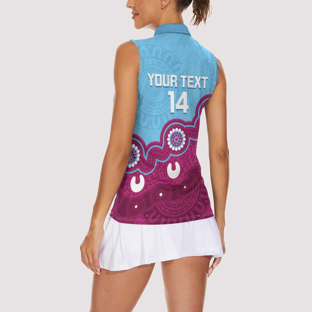 Central Queensland Rugby Custom Women Sleeveless Polo Shirt Go Capras Aboriginal Art - Aussie Hoodie