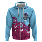 Central Queensland Rugby Custom Zip Hoodie Go Capras Aboriginal Art - Aussie Hoodie