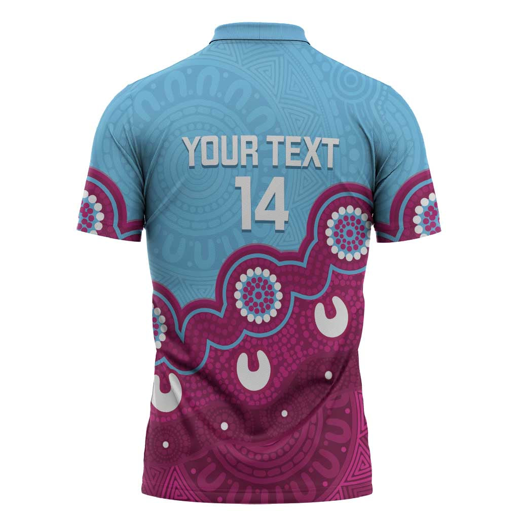 Central Queensland Rugby Custom Zipper Polo Shirt Go Capras Aboriginal Art - Aussie Hoodie
