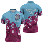 Central Queensland Rugby Custom Zipper Polo Shirt Go Capras Aboriginal Art - Aussie Hoodie