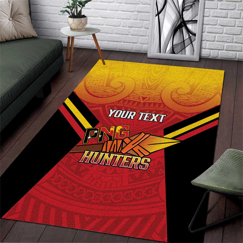 Papua New Guinea Rugby Custom Area Rug Go PNG Hunters Polynesian Pattern - Aussie Hoodie