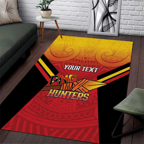 Papua New Guinea Rugby Custom Area Rug Go PNG Hunters Polynesian Pattern - Aussie Hoodie