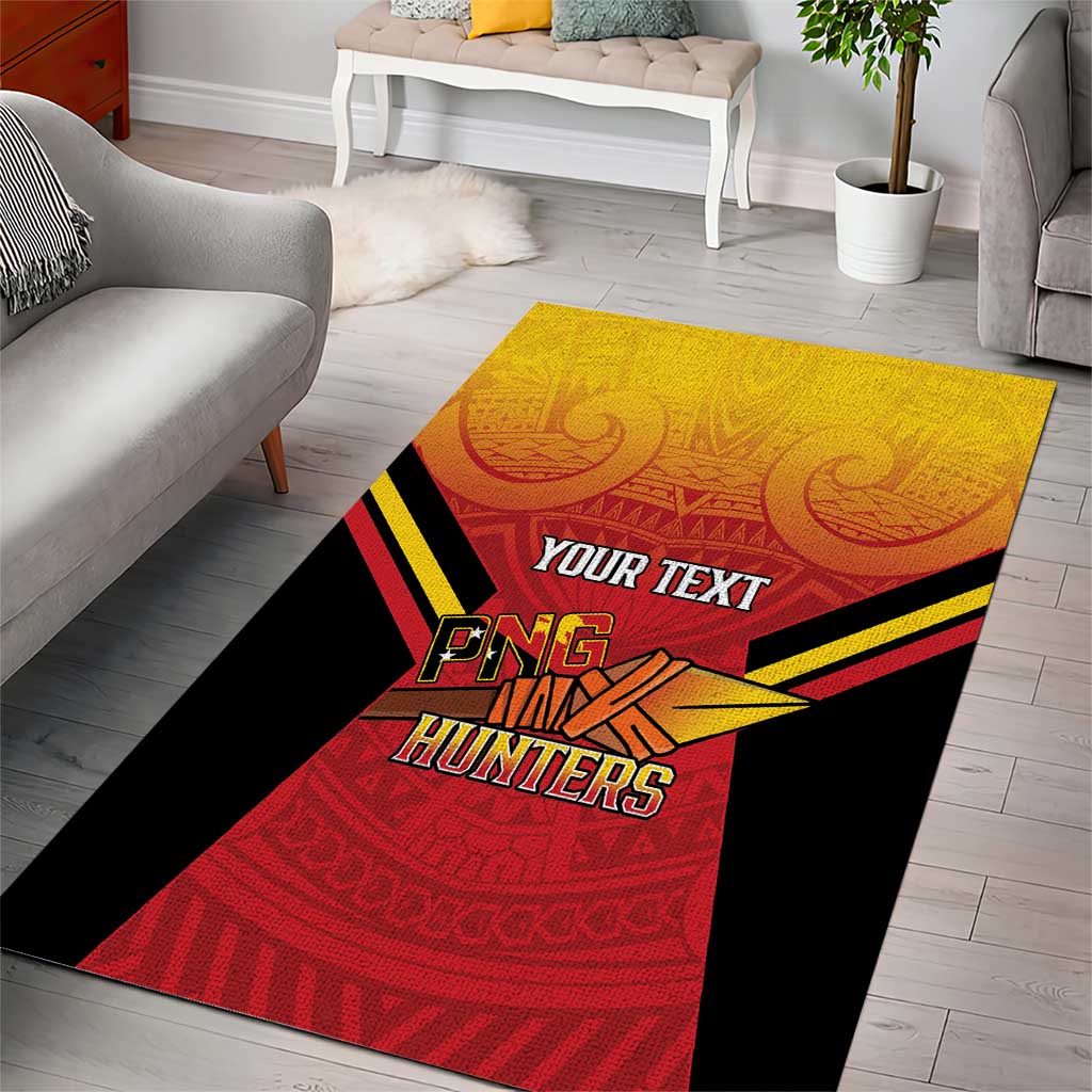 Papua New Guinea Rugby Custom Area Rug Go PNG Hunters Polynesian Pattern - Aussie Hoodie