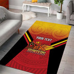 Papua New Guinea Rugby Custom Area Rug Go PNG Hunters Polynesian Pattern - Aussie Hoodie