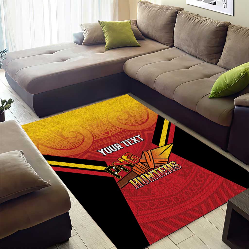 Papua New Guinea Rugby Custom Area Rug Go PNG Hunters Polynesian Pattern - Aussie Hoodie