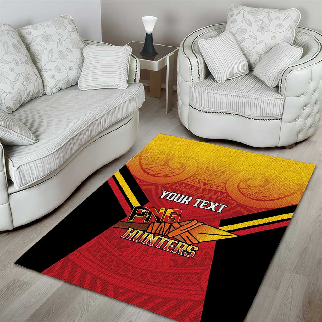 Papua New Guinea Rugby Custom Area Rug Go PNG Hunters Polynesian Pattern - Aussie Hoodie