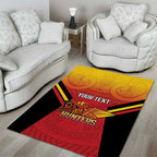 Papua New Guinea Rugby Custom Area Rug Go PNG Hunters Polynesian Pattern - Aussie Hoodie