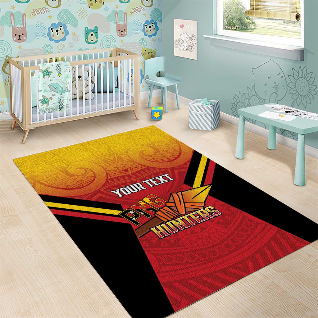 Papua New Guinea Rugby Custom Area Rug Go PNG Hunters Polynesian Pattern - Aussie Hoodie