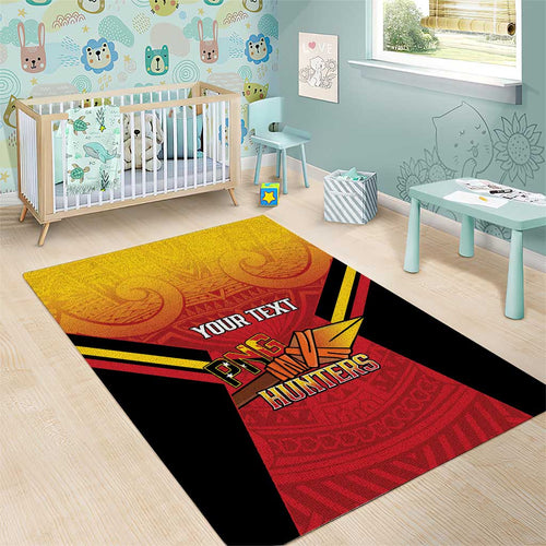 Papua New Guinea Rugby Custom Area Rug Go PNG Hunters Polynesian Pattern - Aussie Hoodie