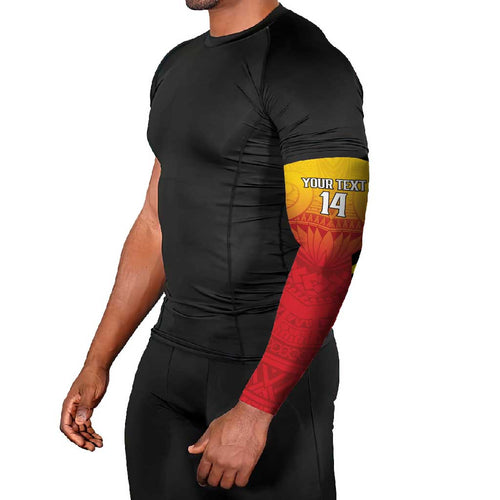 Papua New Guinea Rugby Custom Arm Sleeves Go PNG Hunters Polynesian Pattern - Aussie Hoodie