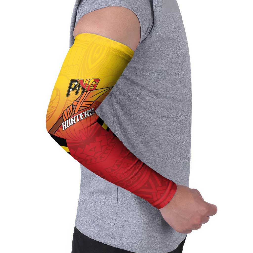 Papua New Guinea Rugby Custom Arm Sleeves Go PNG Hunters Polynesian Pattern - Aussie Hoodie