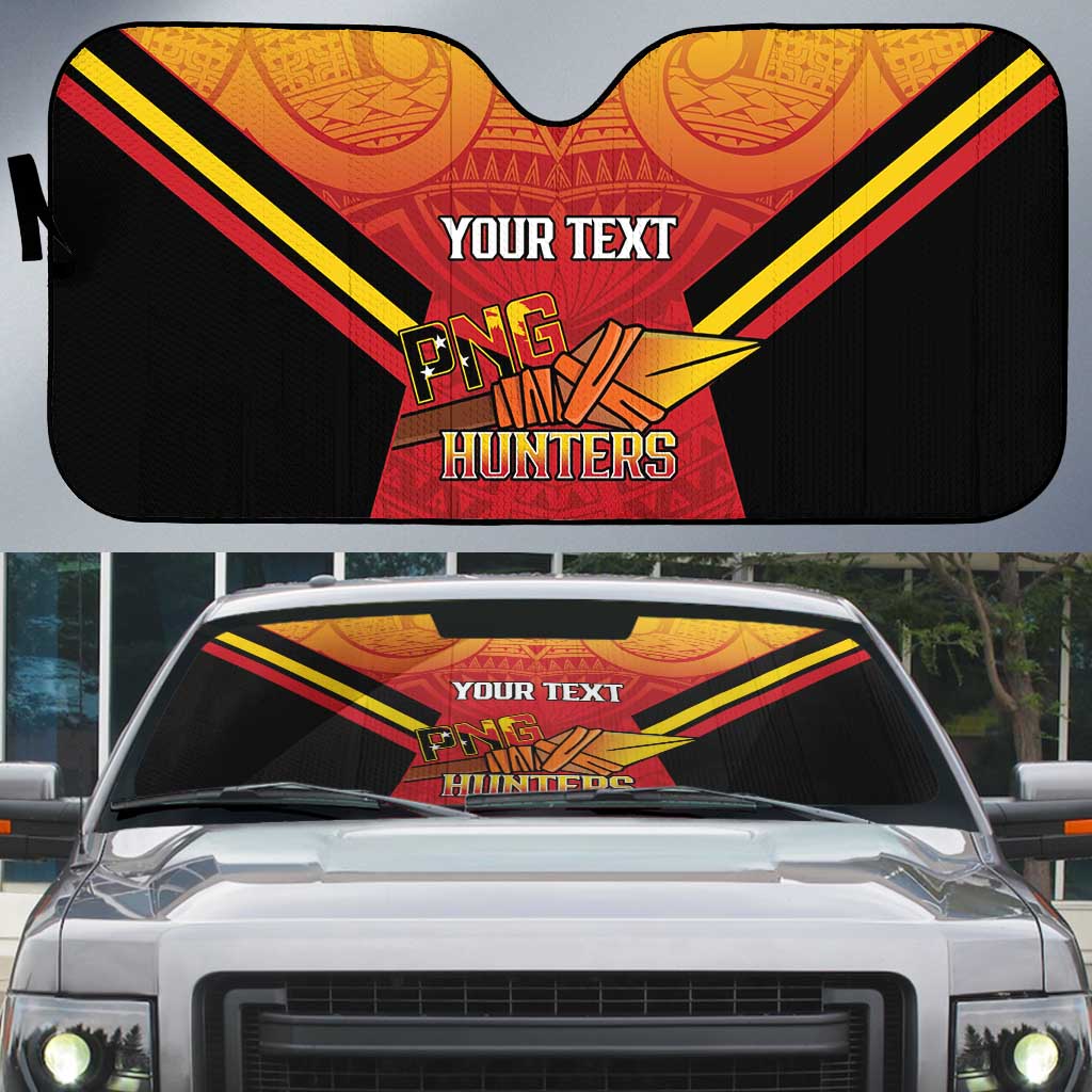 Papua New Guinea Rugby Custom Auto Sun Shade Go PNG Hunters Polynesian Pattern - Aussie Hoodie