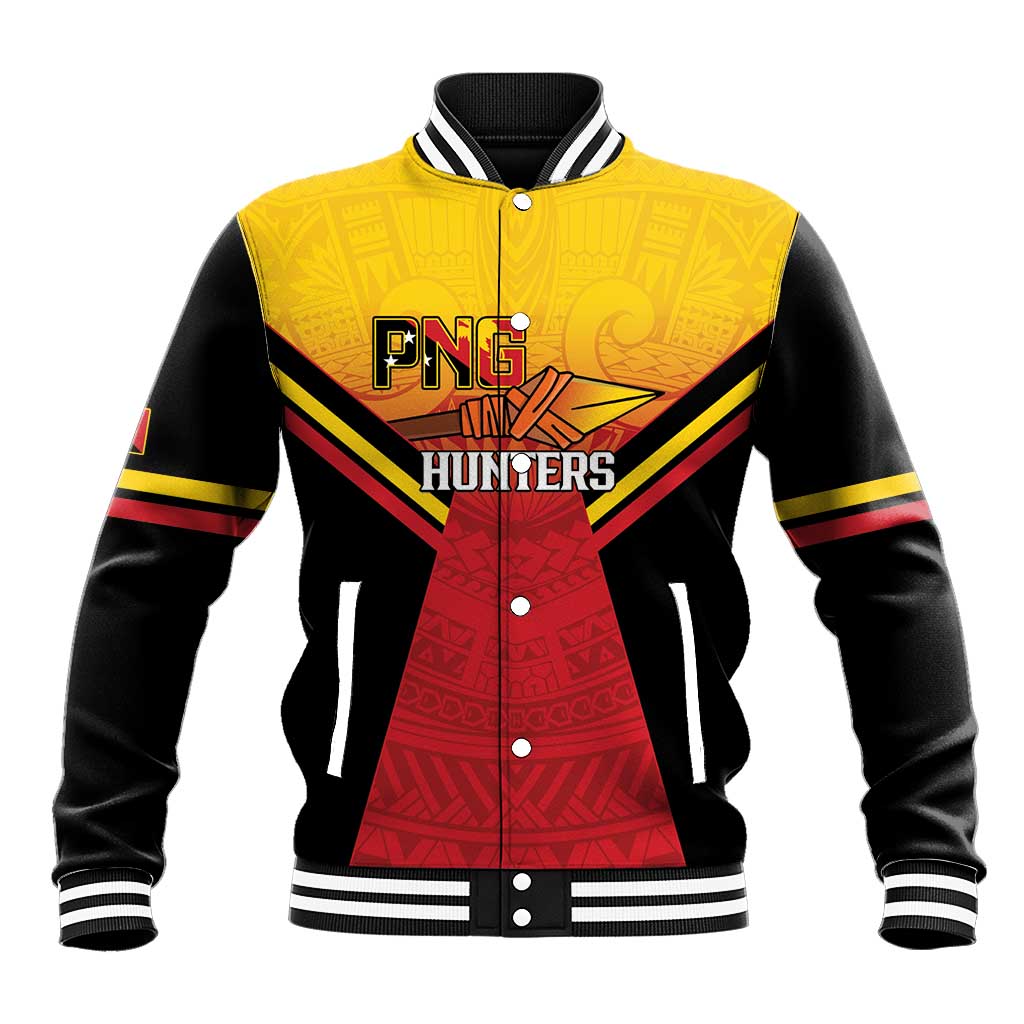 Papua New Guinea Rugby Custom Baseball Jacket Go PNG Hunters Polynesian Pattern - Aussie Hoodie