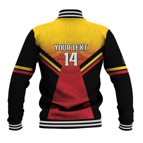 Papua New Guinea Rugby Custom Baseball Jacket Go PNG Hunters Polynesian Pattern - Aussie Hoodie