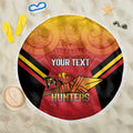 Papua New Guinea Rugby Custom Beach Blanket Go PNG Hunters Polynesian Pattern - Aussie Hoodie