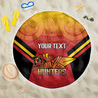 Papua New Guinea Rugby Custom Beach Blanket Go PNG Hunters Polynesian Pattern - Aussie Hoodie