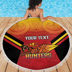 Papua New Guinea Rugby Custom Beach Blanket Go PNG Hunters Polynesian Pattern - Aussie Hoodie
