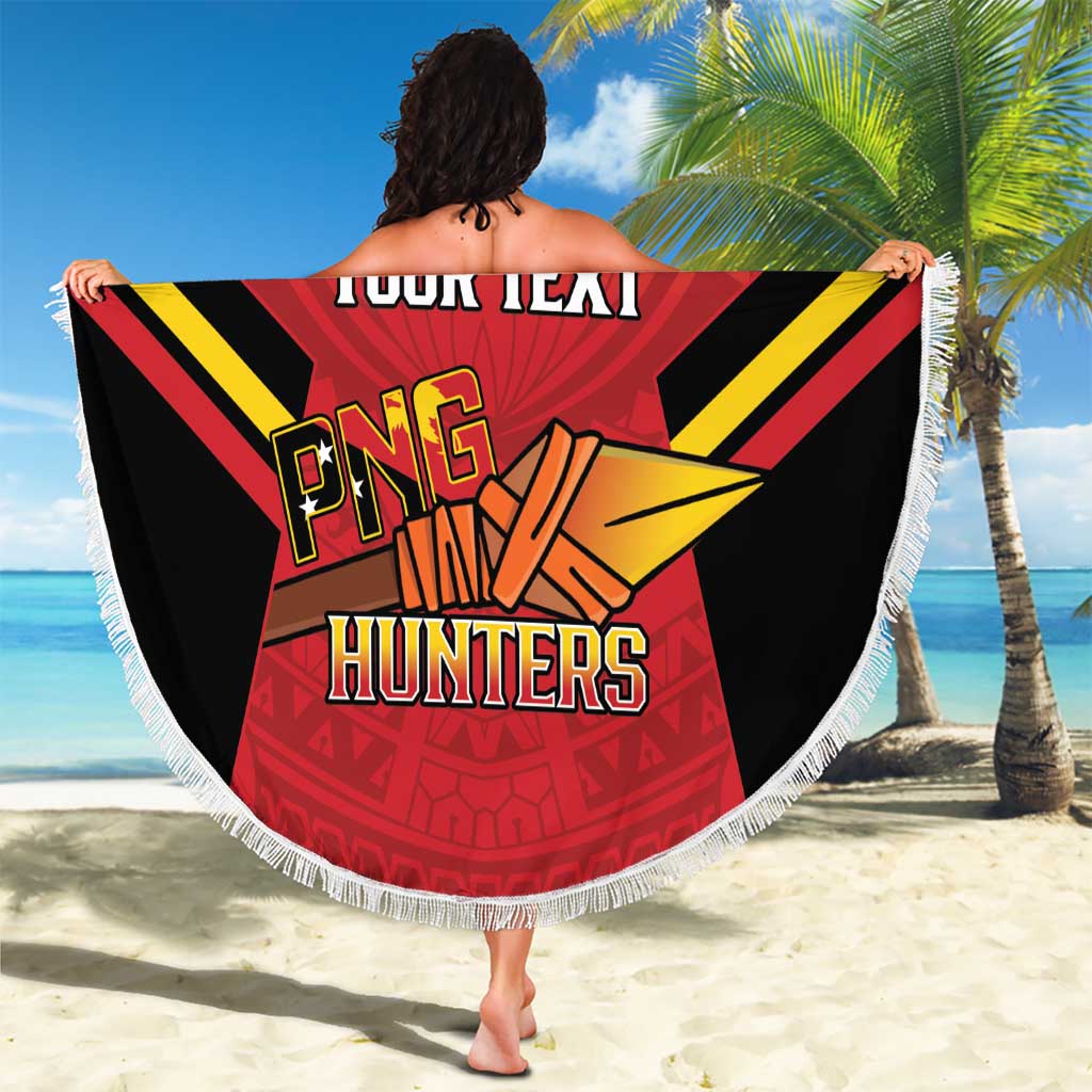 Papua New Guinea Rugby Custom Beach Blanket Go PNG Hunters Polynesian Pattern - Aussie Hoodie