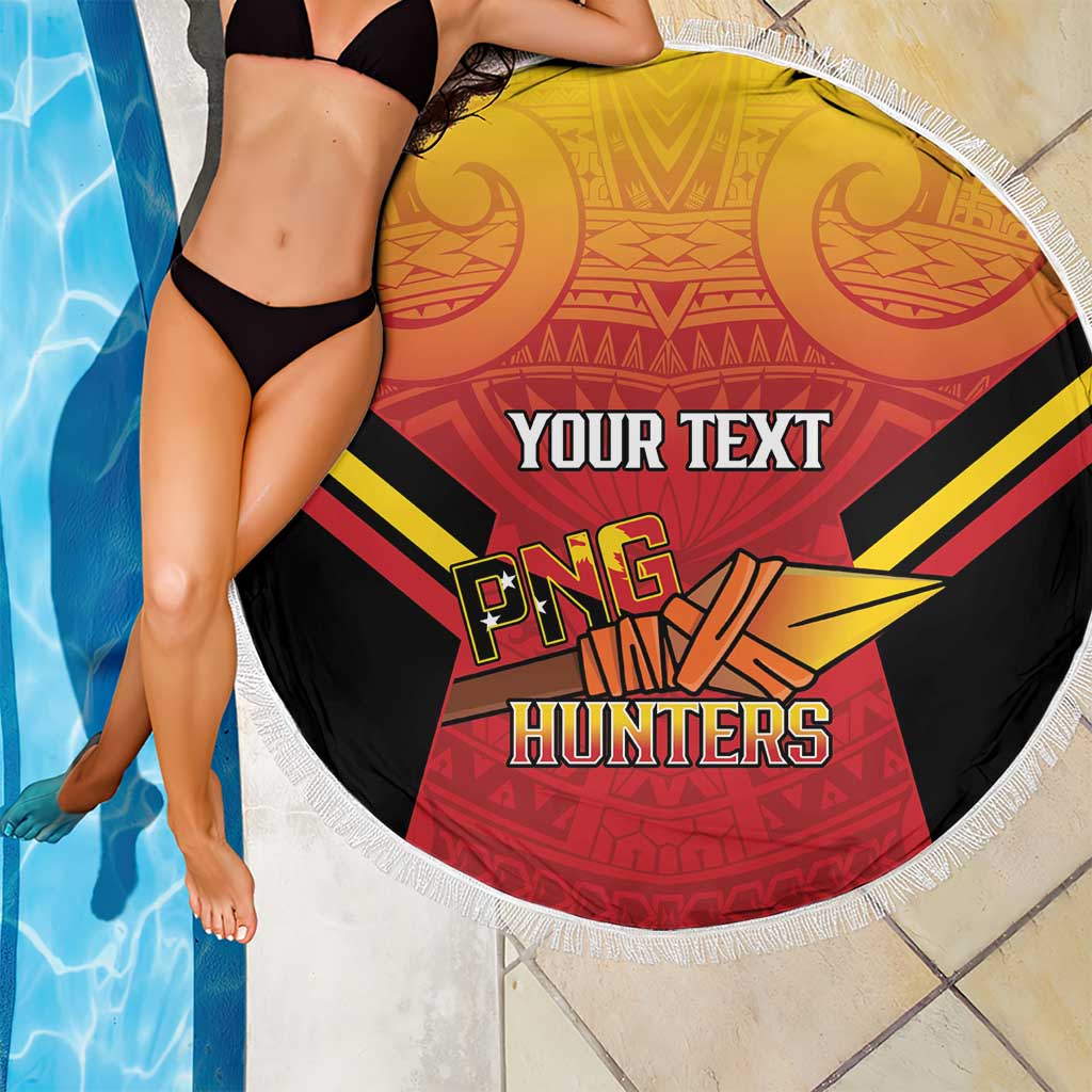 Papua New Guinea Rugby Custom Beach Blanket Go PNG Hunters Polynesian Pattern - Aussie Hoodie