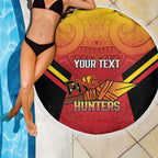 Papua New Guinea Rugby Custom Beach Blanket Go PNG Hunters Polynesian Pattern - Aussie Hoodie