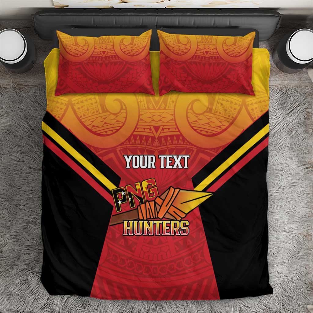 Papua New Guinea Rugby Custom Bedding Set Go PNG Hunters Polynesian Pattern - Aussie Hoodie