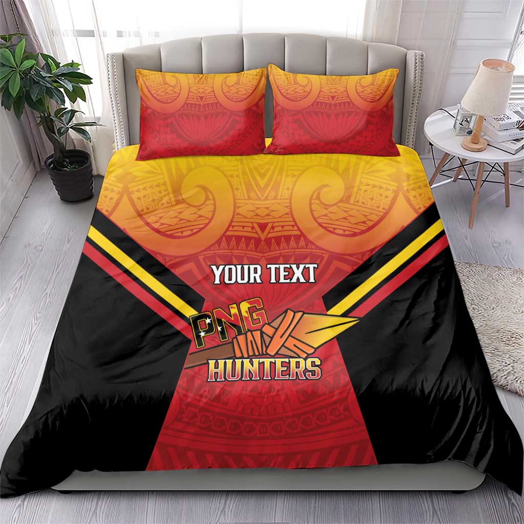 Papua New Guinea Rugby Custom Bedding Set Go PNG Hunters Polynesian Pattern - Aussie Hoodie