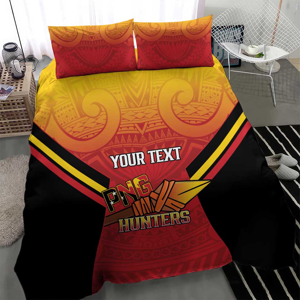Papua New Guinea Rugby Custom Bedding Set Go PNG Hunters Polynesian Pattern - Aussie Hoodie