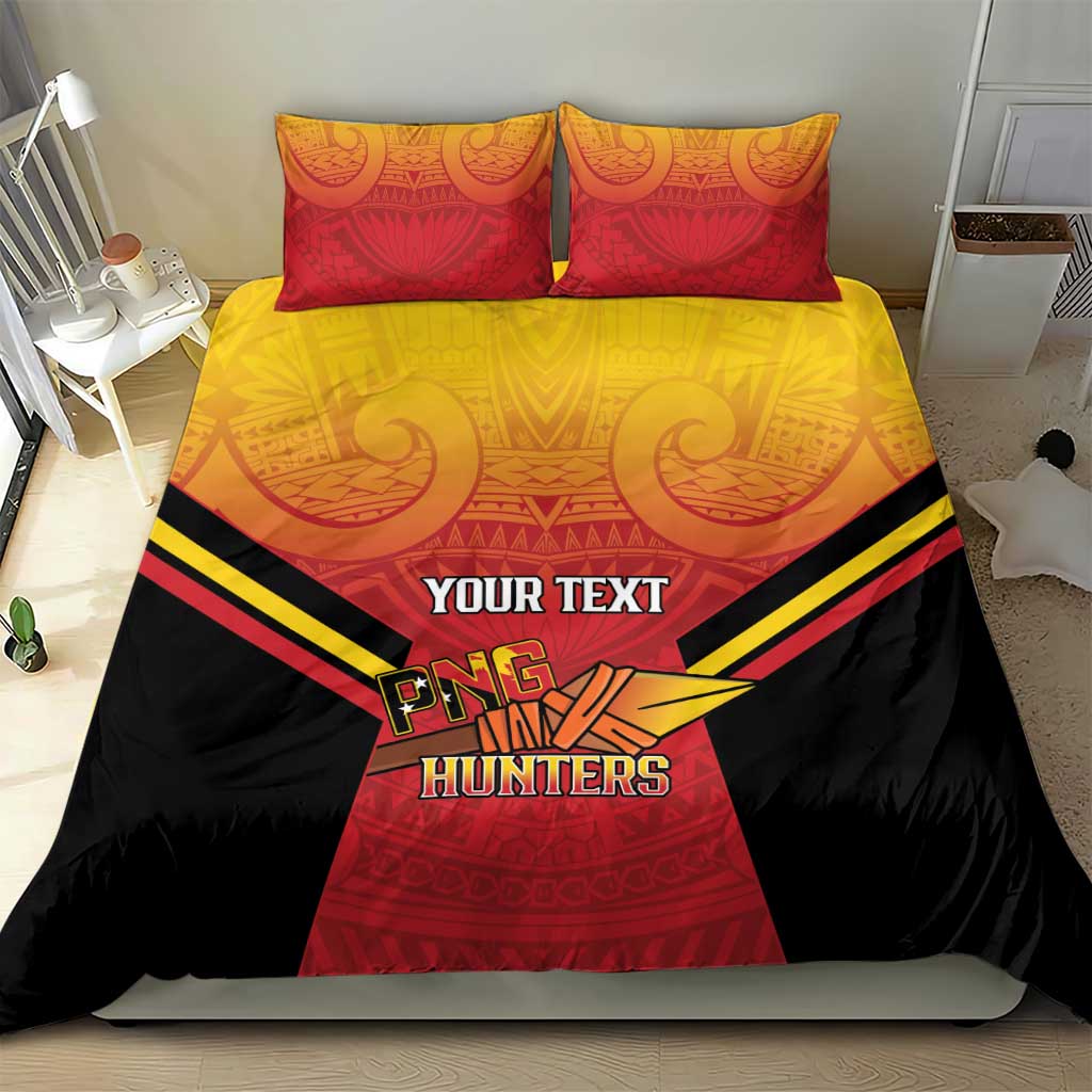 Papua New Guinea Rugby Custom Bedding Set Go PNG Hunters Polynesian Pattern - Aussie Hoodie