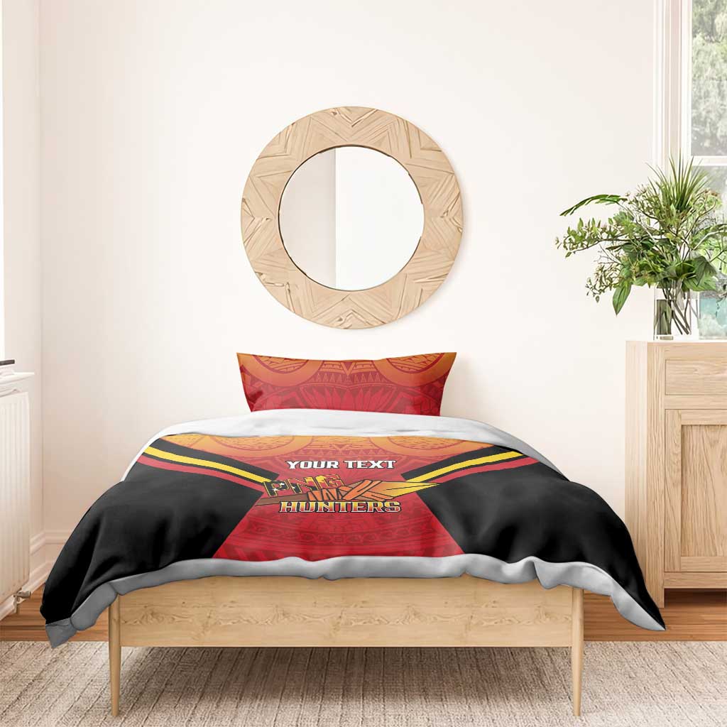 Papua New Guinea Rugby Custom Bedding Set Go PNG Hunters Polynesian Pattern - Aussie Hoodie