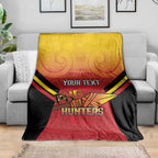 Papua New Guinea Rugby Custom Blanket Go PNG Hunters Polynesian Pattern - Aussie Hoodie