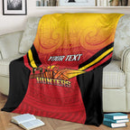 Papua New Guinea Rugby Custom Blanket Go PNG Hunters Polynesian Pattern - Aussie Hoodie