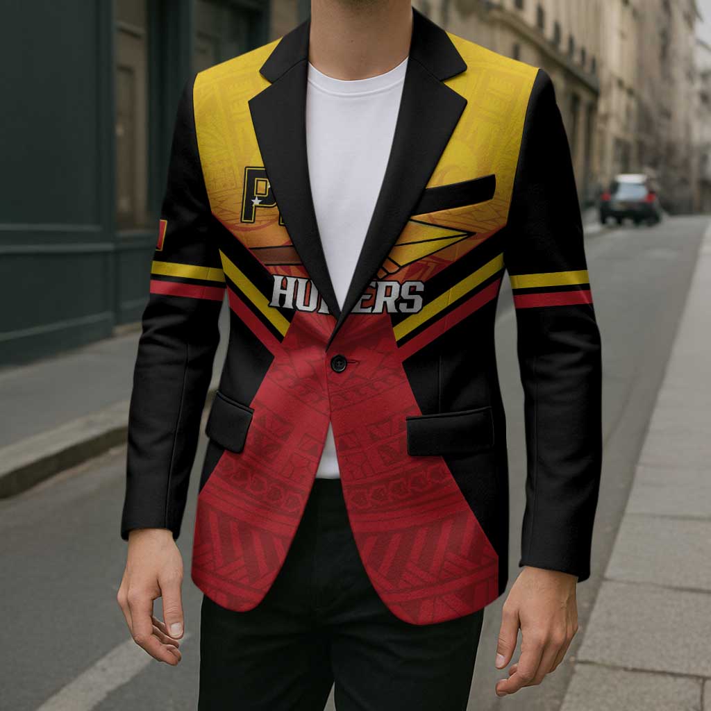 Papua New Guinea Rugby Custom Blazer Go PNG Hunters Polynesian Pattern - Aussie Hoodie