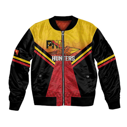 Papua New Guinea Rugby Custom Bomber Jacket Go PNG Hunters Polynesian Pattern - Aussie Hoodie