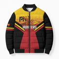 Papua New Guinea Rugby Custom Bomber Puffer Jacket Go PNG Hunters Polynesian Pattern - Aussie Hoodie