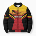 Papua New Guinea Rugby Custom Bomber Puffer Jacket Go PNG Hunters Polynesian Pattern - Aussie Hoodie
