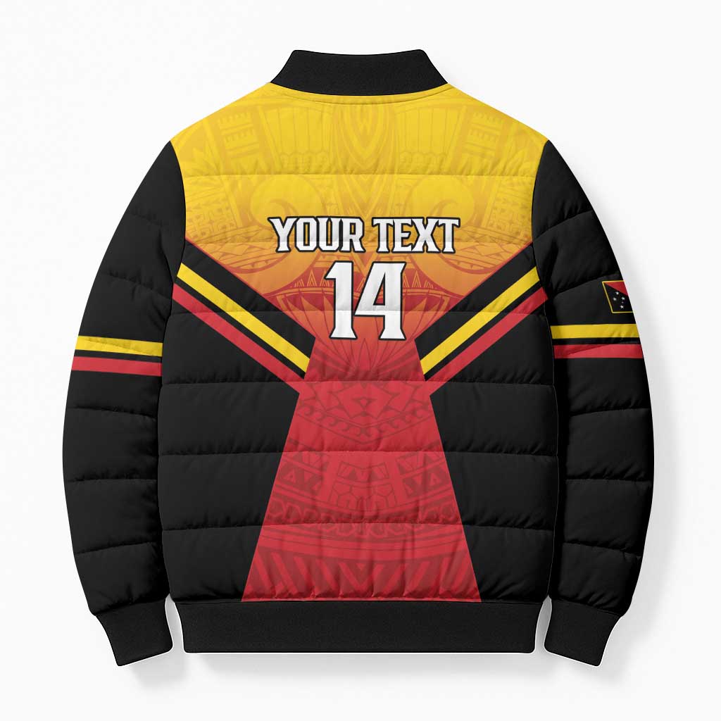 Papua New Guinea Rugby Custom Bomber Puffer Jacket Go PNG Hunters Polynesian Pattern - Aussie Hoodie