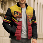 Papua New Guinea Rugby Custom Bomber Puffer Jacket Go PNG Hunters Polynesian Pattern - Aussie Hoodie