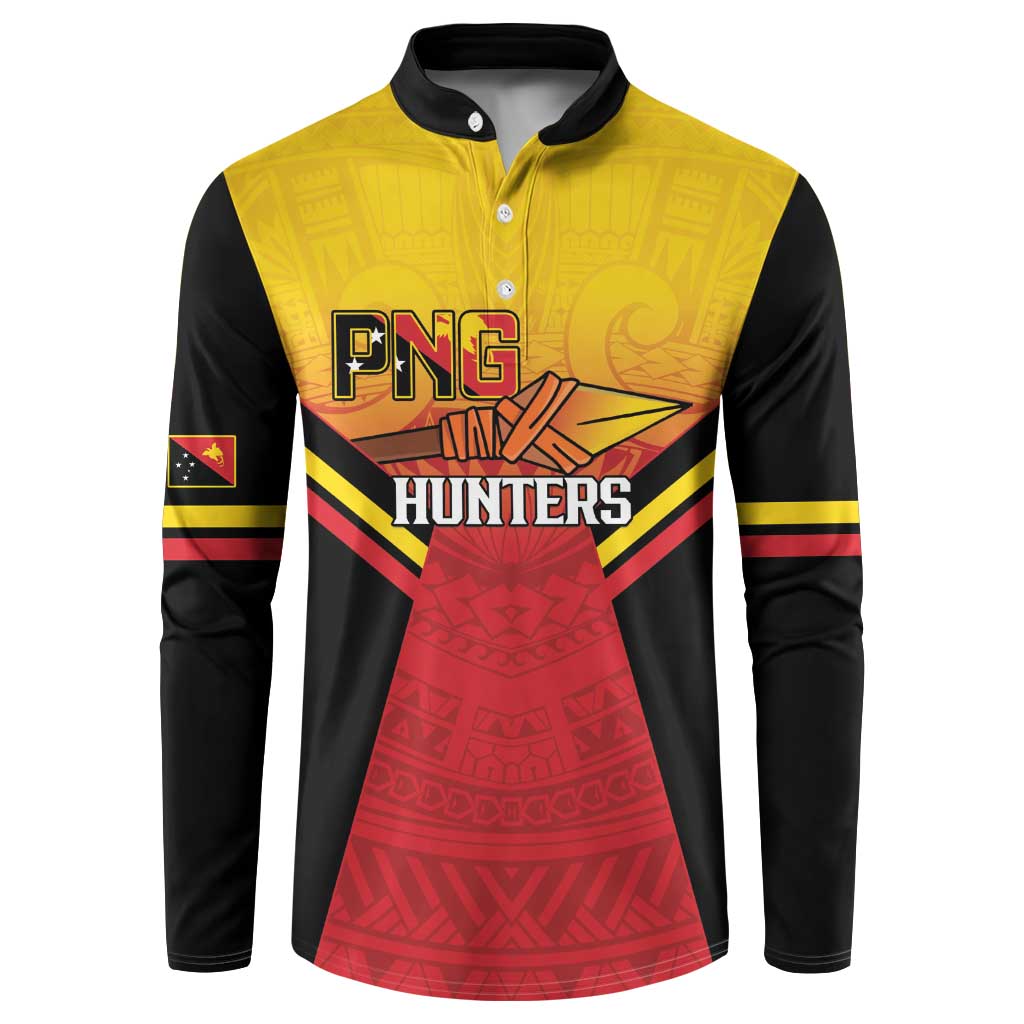 Papua New Guinea Rugby Custom Button Sweatshirt Go PNG Hunters Polynesian Pattern - Aussie Hoodie