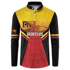 Papua New Guinea Rugby Custom Button Sweatshirt Go PNG Hunters Polynesian Pattern - Aussie Hoodie