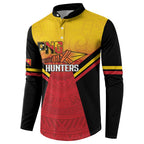 Papua New Guinea Rugby Custom Button Sweatshirt Go PNG Hunters Polynesian Pattern - Aussie Hoodie